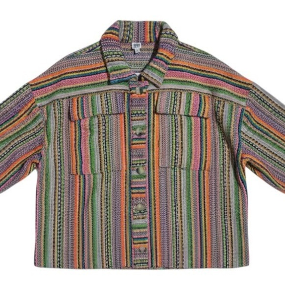 Ivy Jane Chunky Boho Dopamine Women's size XL Festival Knit Button Up Jacket